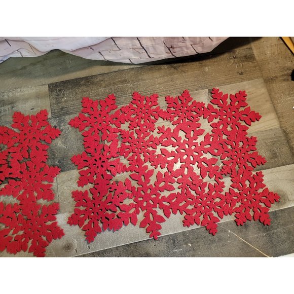 Snowflake xmas placemat red decor set - Picture 6 of 6